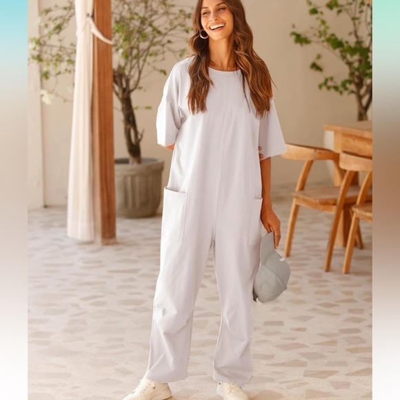 HOTSHOT TEE ONESIE Oversized Slouchy Fit Woman’s Jumpsuit in White Large NWT - Picture 11 of 14
